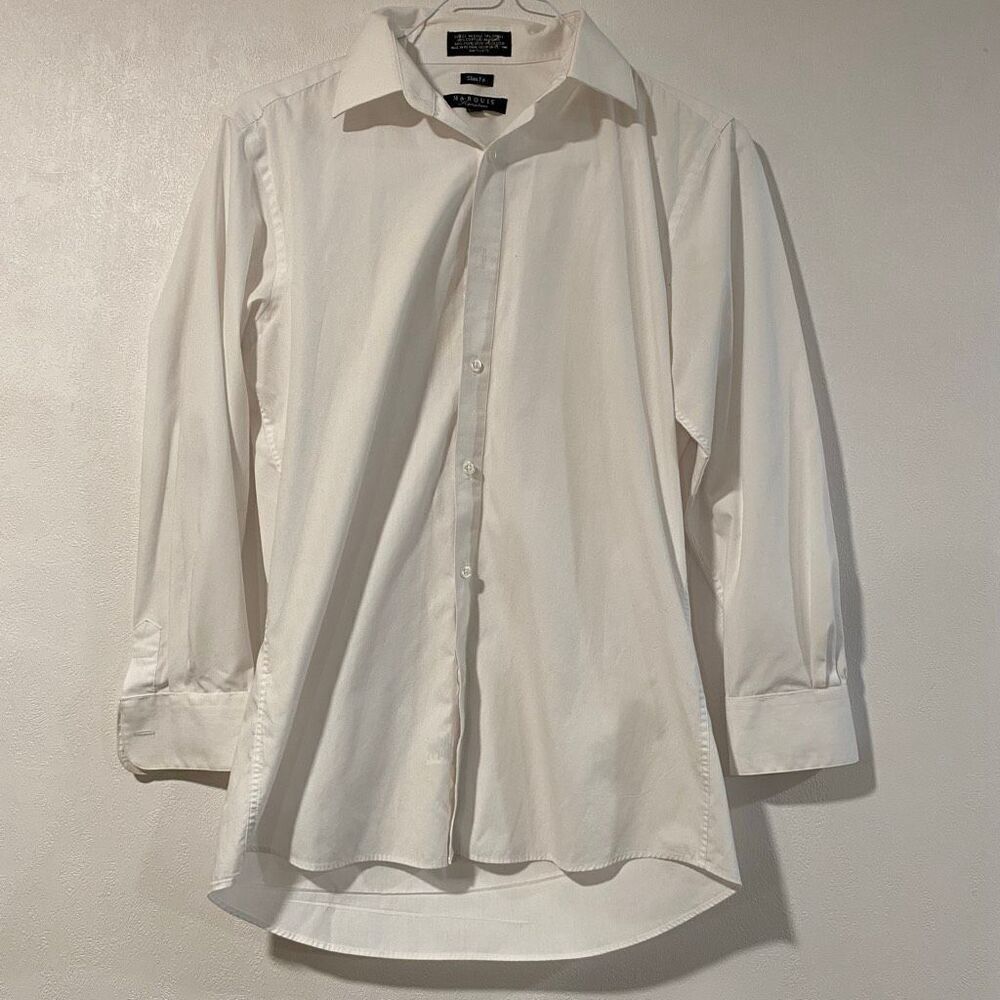 Marquis Signature Slim Fit Dress Shirt 15/15.5 32-33 – White Button Down Men’s L